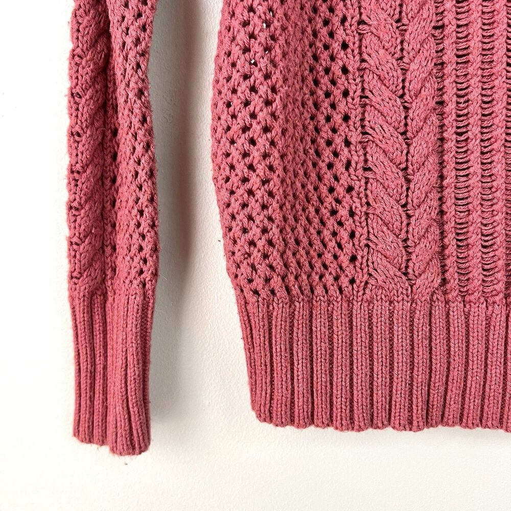 American Eagle Outfitters Mauve Rustic Pink Thick Cableknit Y2K Cozy Sweater Med - Picture 4 of 7